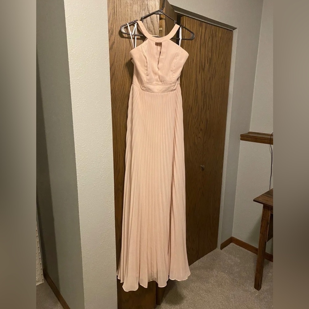 Lulus Pleated Maxi Dress Blush Pink Size Medium Fully Lined Prom Formal